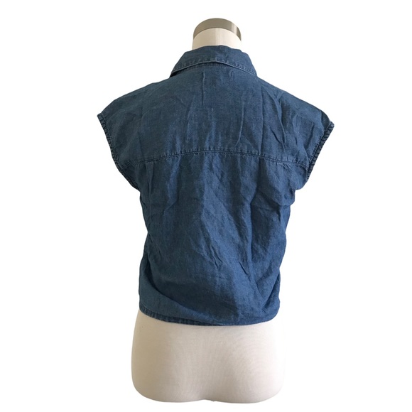 Madewell Chambray Denim Tie Knot Front Button up Top - Picture 6 of 8